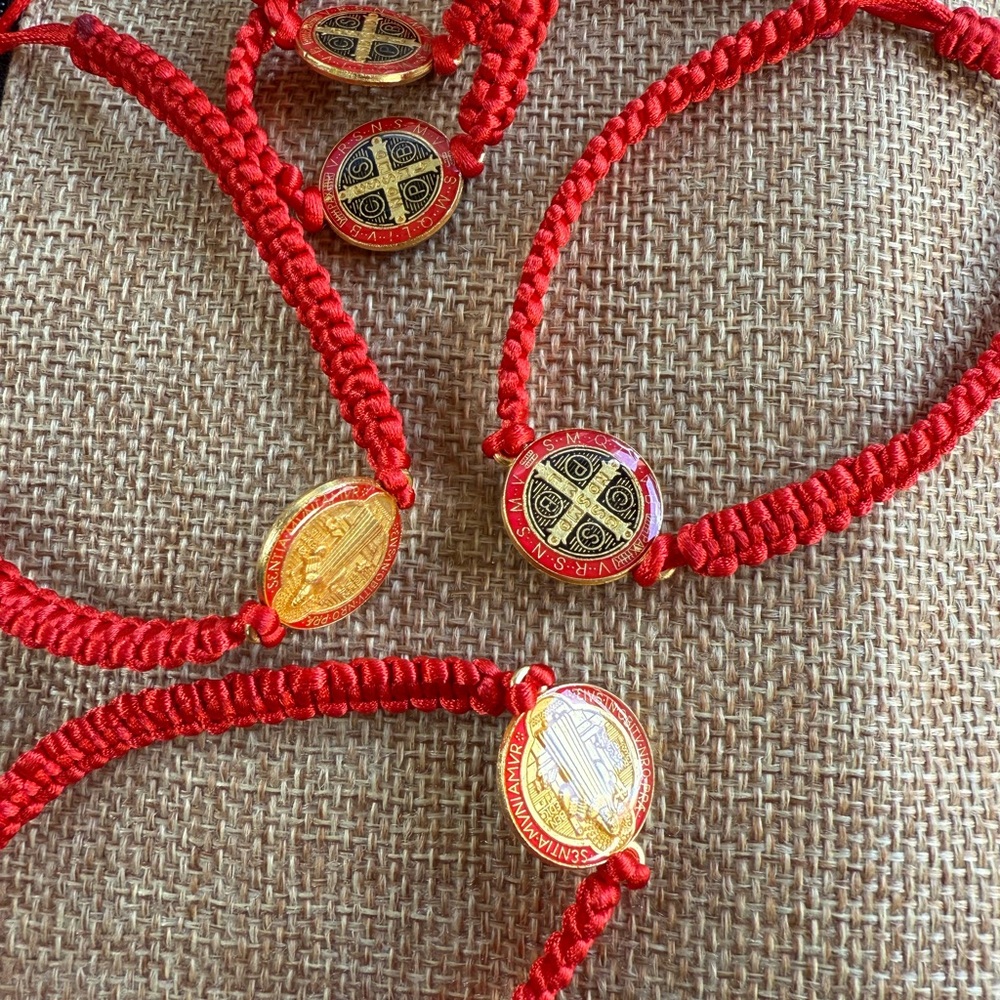 Red and Gold Woven Bracelets
